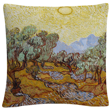Vincent Van Gogh 'Olive Trees 1889' 16"x16" Decorative Throw Pillow