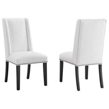 Baron Dining Chair Fabric Set of 2, White