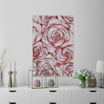 "Rose Outline" Painting Print on Wrapped Canvas