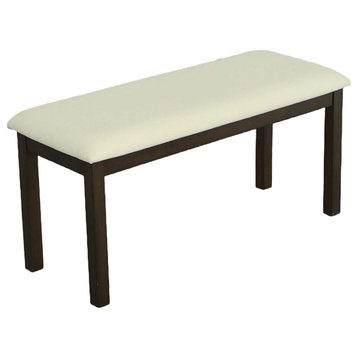 Montebello Upholstered Dining Bench, Dark Chocolate Brown/Neutral Fabric