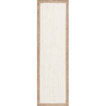 Nuloom Jute & Sisal Hand Woven Eleonora Area Rug, White 2'6"x6'