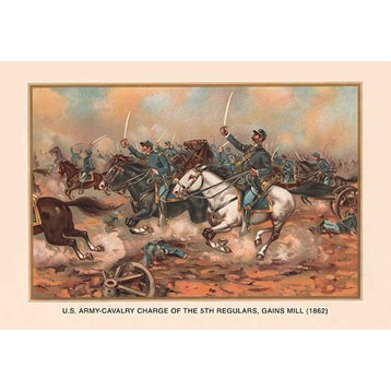 Cavalry Charge of the 5Th Regulars, Gaines Mill 1862- Paper Poster 12" x 18"