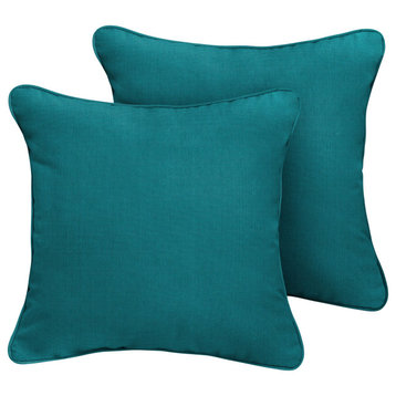 Sunbrella Spectrum Peacock Outdoor Corded Pillow Set, 18x18