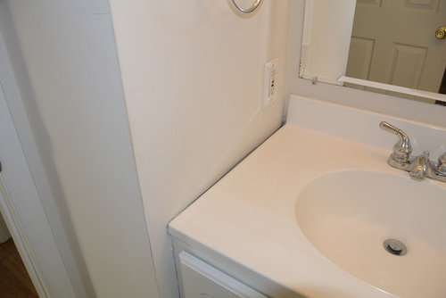 New Bathroom Vanity Counter Not Square Wall Ideas - Fix Bathroom Sink To Wall