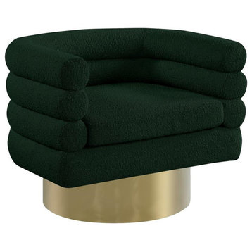 Pemberly Row Contemporary Boucle Fabric Swivel Accent Chair in Green