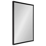 Uniek - Evans Framed Floating Wall Mirror, Black 24x36 - Add a sleek, modern accent piece in your home with this beautiful Evans Wall Mirror from Kate and Laurel. This mirror brings a modern simplicity to your home, featuring a classic, rectangle shape and a chic black finish on its frame. The overall dimensions are 24 inches wide and 36 inches tall, providing a contemporary statement in your home that doesn't overpower your other decor pieces. In fact, we recommend displaying the Evans Modern Wall Mirror in multiples, creating a dynamic triad or dual wall display. Use this mirror as a contemporary accent piece in any room of your home. Thanks to its modern, yet simple design, its easy to feature in any living room, bedroom, bathroom, entryway, or kitchen. Its rectangular shape also allows it to be easily displayed as a bathroom vanity mirror over a sink. The Evans Modern Wall Mirror is ready to go right out of the box in a matter of seconds, with no assembly required and metal D-ring hangers attached to the back for easy and secure installation.