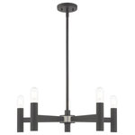 Livex Lighting - Livex Lighting Scandinavian Gray 5-Light Chandelier - Exposed bulb sockets are fixed over Scandinavian gray with brushed nickel accent to create an eclectic look perfect for mid century modern or transitional spaces wanting an industrial touch.