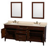 Hatton 80" Light Chestnut Double Vanity, White Carrera Marble Top, Square Sink