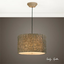 Uttermost Knotted Rattan Drum Pendant - Pendant Lighting