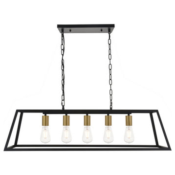 Living District Resolute 5-LT Pendant LD4061D38BRB Brass And Black