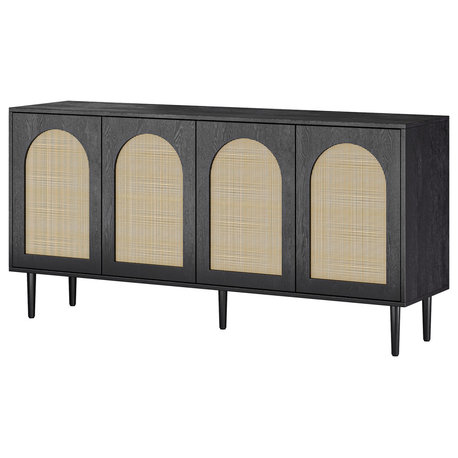 Lenz Modern Sideboard With Adjustable Shelves, Black