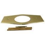 Westbrass - One-Hole Remodel Plate for Moen and Delta, Polished Brass - This remodel plate allows an installer to replace a 2 or 3 handle tub and shower valve with a single handle pressure balancing valve, without rebuilding the wet wall. Remodel plates are also often useful for covering incidental damage around an existing shower valve. 1 Hole Remodel Plate. Fits Moen and Delta Single Handle Valves. Includes Two Screws and Mounting Bars. 13 in. Overall Width. 7-1/2 in. at Tallest Point. 9-1/2 in. Screw to Screw. 5-1/2 in. Diameter Hole.