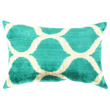 Ti 145 Turkish Green Color Silk Ikat Pillow