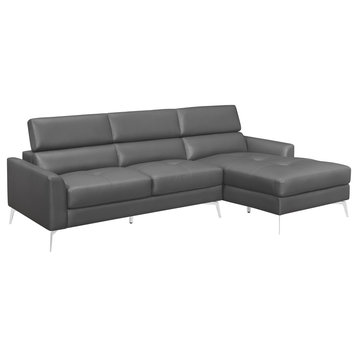 Weiser 2-Piece Set Sectional Sofa, Gray Leather