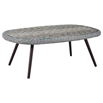 Endeavor Outdoor Patio Wicker Rattan Coffee Table (3026-Gry)