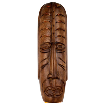 Tribal Mask Wall Sconce, Amber Palm, Incandescent, Wet Location