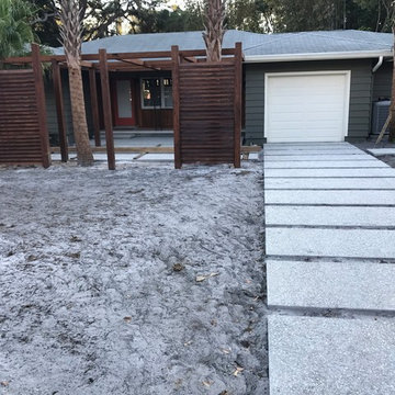 exposed shell concrete driveway