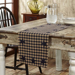 Mayflower Market - Navy Star Runner Woven 13x72 - Table Runners