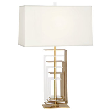 Robert Abbey 279 One Light Table Lamp Braxton Modern Brass w/ Clear Acrylic