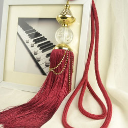 4 Colors QYM20 Polyester and Acrylic Curtain Tassel Tie Backs in Red Color - Window Treatment Accessories