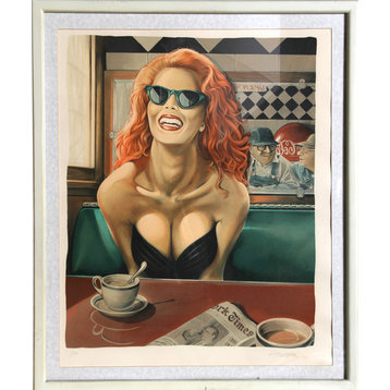 P. Pierson, Woman in Diner, Lithograph