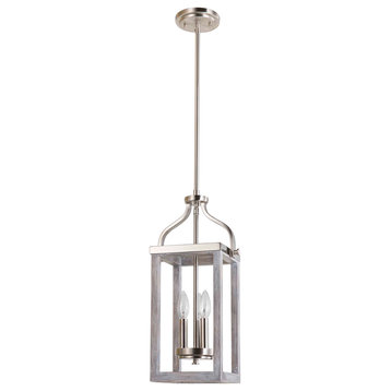 Westbury 3-Light Pendant Brushed Nickel With Painted Gray Driftwood Effect
