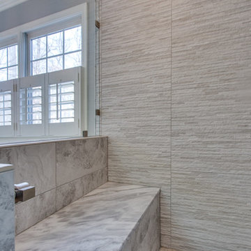 Transitional White Master Bathroom Design Fairfax Station, VA