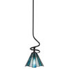 Capri 1-Light Mini Pendant with Hang Straight Swivel, Matte Black/Sea Ice Art
