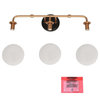 LNC Anteros 24.5" 3-Light Matte Black and Gold Modern Vanity Light Bar