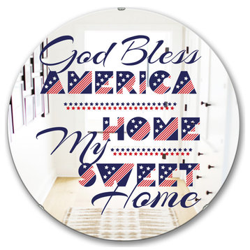 Designart God Bless America Cabin And Lodge Round Wall Mirror, 32x32