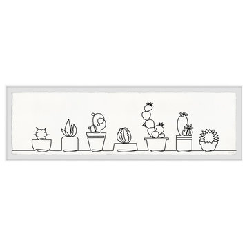 "Succulent Line Up" Framed Painting Print, 45x15