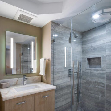 Cool and Warm tone Contemporary Bath