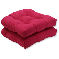Outdoor/Indoor Paragon Raspberry Wicker Seat Cushion (Set of 2)