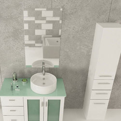 Abaco 39 inch Vessel Sink Bathroom Vanity Tempered Glass Top - Bathroom Vanities And Sink Consoles