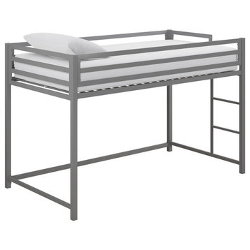 DHP Mabel Twin Metal Junior Loft Bed in Silver