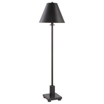 Elegant Slim Black Metal Shade Buffet Lamp Slim 37 in Tall Minimalist Classic