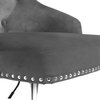 Claude Velvet Upholstered Adjustable Stool, Gray, Chrome Base