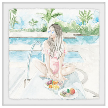 "Snacks by the Pool" Framed Painting Print, 12"x12"