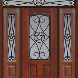 Prehung Side lights-Transom Door 80 Fiberglass Austin Texas Star - Front Doors