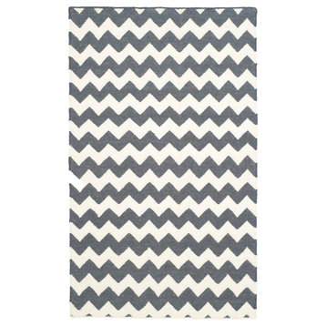 Safavieh Dhurries Collection DHU644 Rug, Ivory/Charcoal, 3'x5'