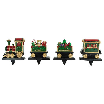 Set of 4 Merry Christmas Train Stocking Holders 4.75"