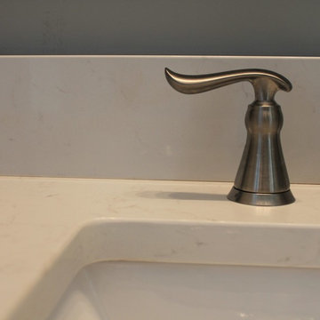 Pleasant Master Bath, Frosty Carina Quartz Countertops & Backsplash, Porcelain U