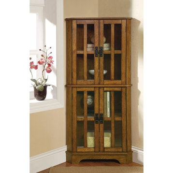 Benzara BM160207 Windowpane-Style Cabinet with Front Door, Brown