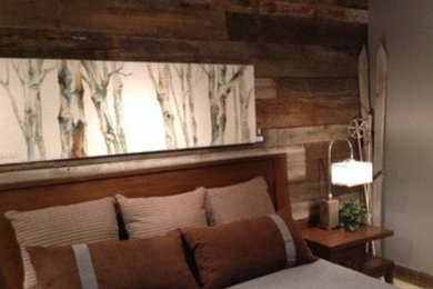 Example of a mountain style bedroom design in Other
