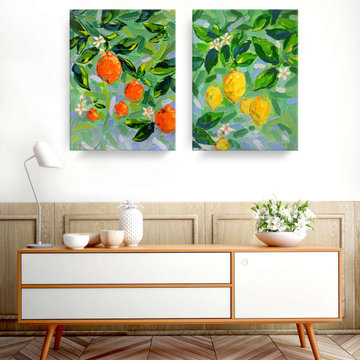 'Orange and Lemon Blossom' Wrapped Canvas Coastal Wall Art