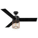 Hunter Fan Company - Hunter Fan Company  52" Ronan  Ceiling Fan With Light + Remote, Matte Black - Loved by interior designers, the Ronan ceiling fan features a wire-form brass cage surrounding a vintage-style, energy-efficient LED Edison light bulb. The warm metal and tonal blades create a nice contrast with the fan body. A reversible, three-speed WhisperWind motor delivers ultra-powerful air movement with a whisper-quiet performance so you get the cooling power you want without the noise. This 52-inch Designer Series caged ceiling fan is versatile and ready to add to your home's modern style.