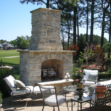 Outdoor Limestone Fireplace