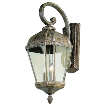 Covington 3-Light Wall Lantern, Burnished Rust With Clear Beveled
