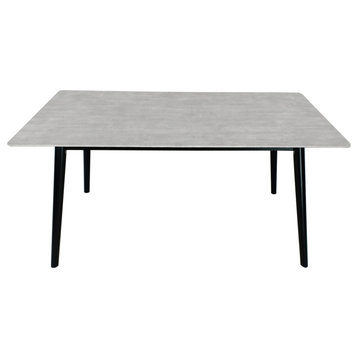 Georgetowne Modern Resin Dining Table, Gray Cement/Black