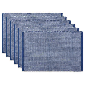 Dii Navy and White 2-Tone Ribbed Placemat, Set of 6